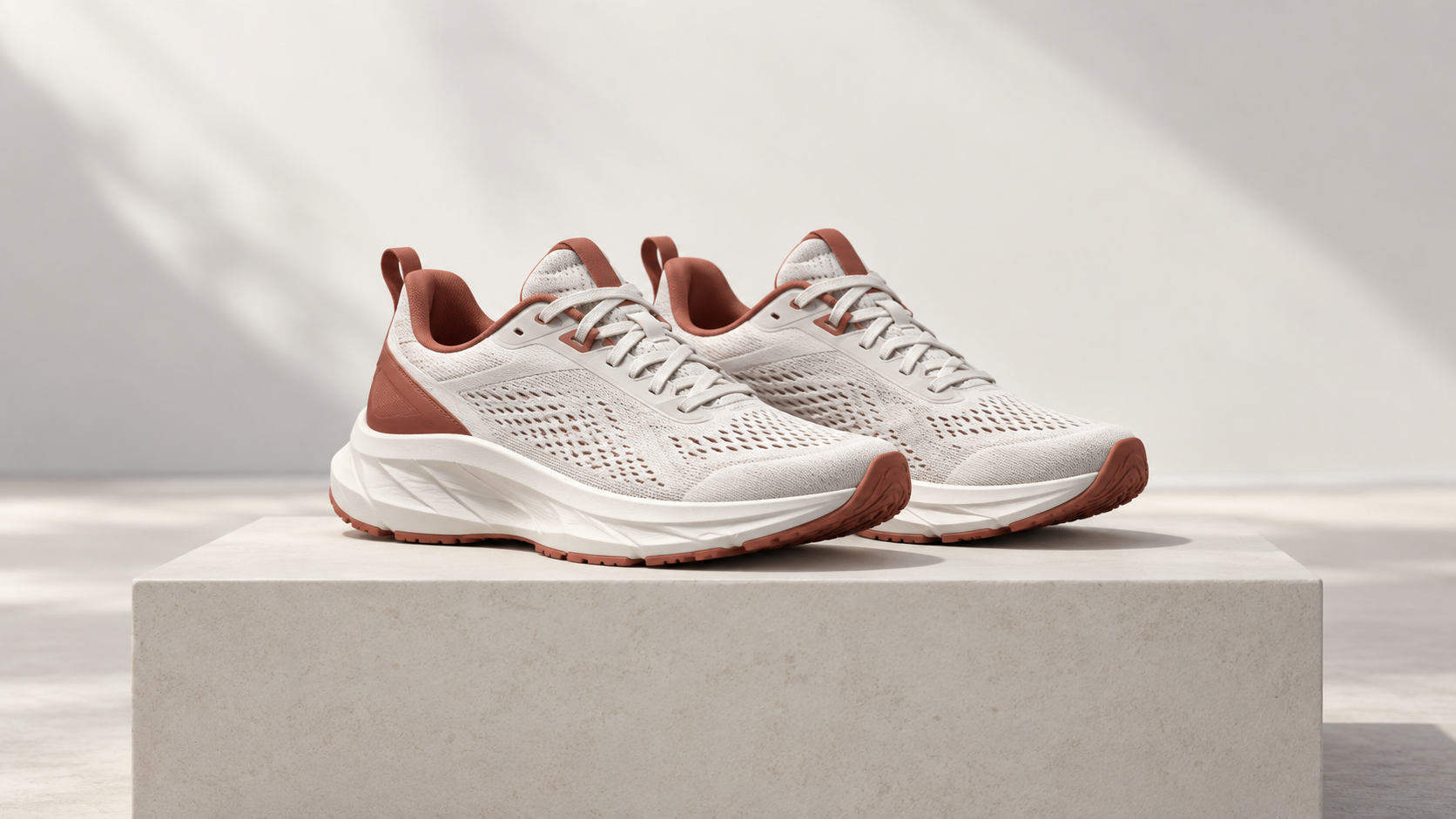 Cream and terracotta everyday running shoes