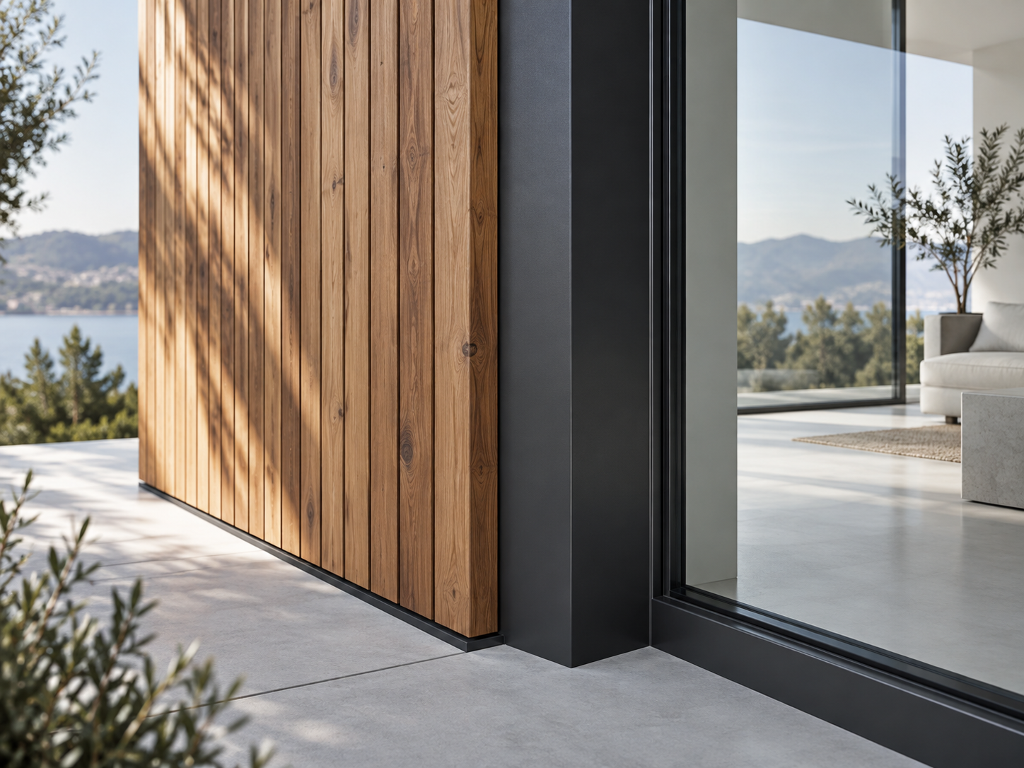 Timber facade and window junction
