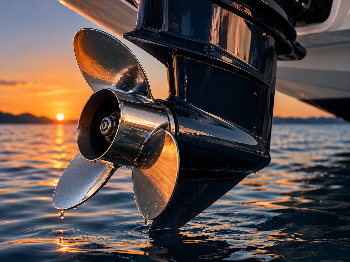 Outboard lower housing and propeller detail