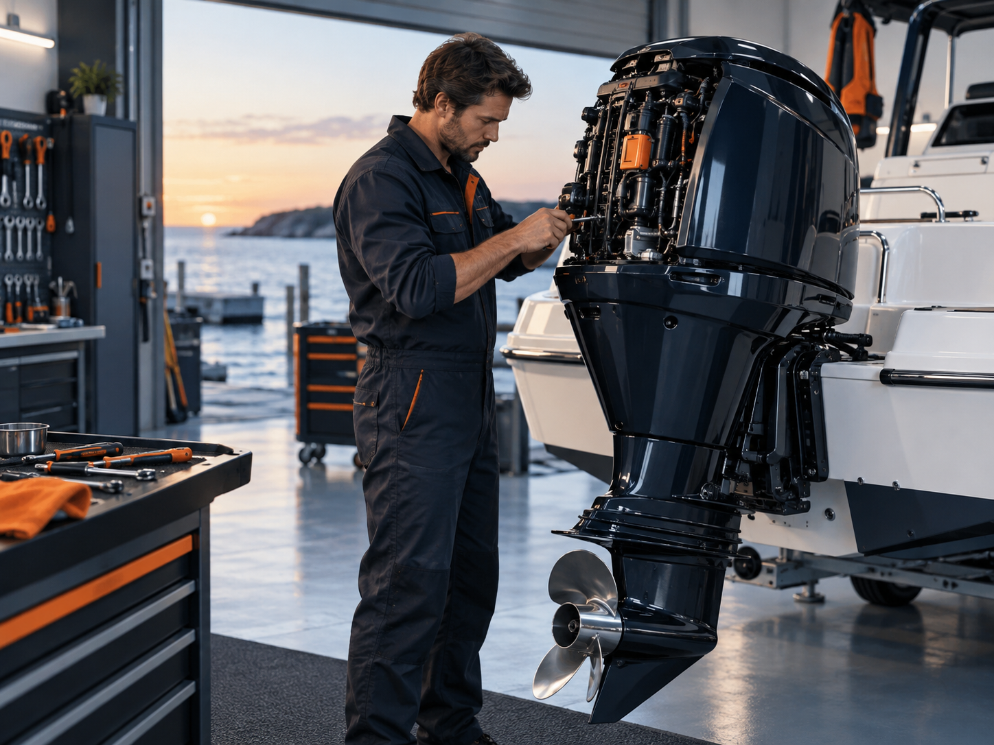 Marine motor workshop and service process