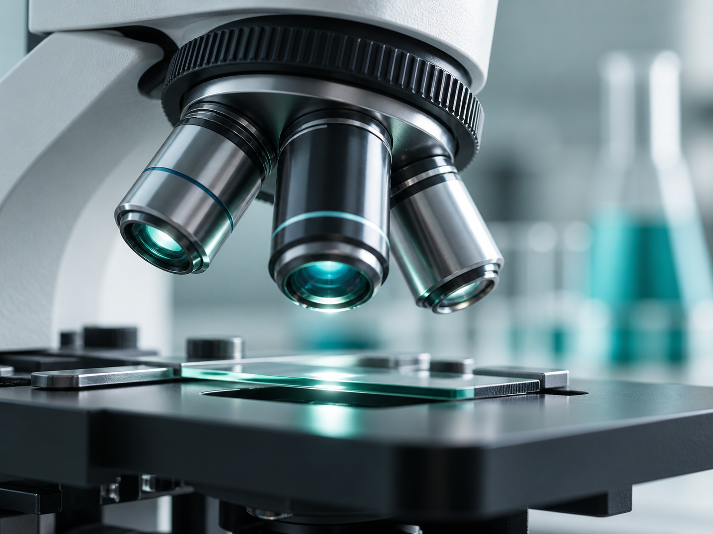 Microscope optics and objective lens detail