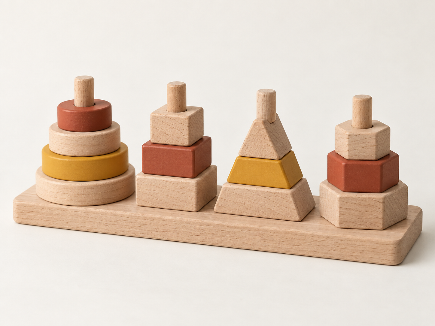 Geometric wooden stacking toy